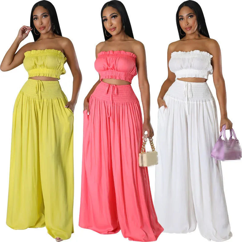 Chic Two Piece Set for Women - Stylish Pants and Top Outfit for Night Clubs and Casual Wear