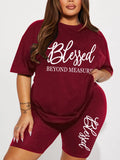 Plus Size Sets for Women Summer 2 Pieces Blessed Printed Offers and Liquidation Everything Cheap Elegant Women'S Sets Short Sets