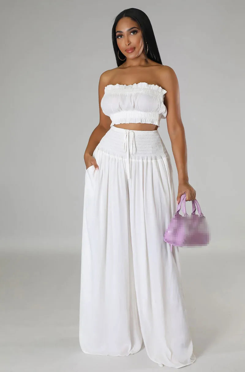 Chic Two Piece Set for Women - Stylish Pants and Top Outfit for Night Clubs and Casual Wear